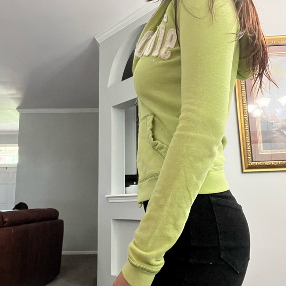 Lime Green Abercrombie Dual Zipper Jacket with Hood - Picture 3 of 6